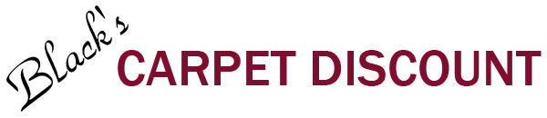 Black’s Carpet Discount logo with maroon text on a white background