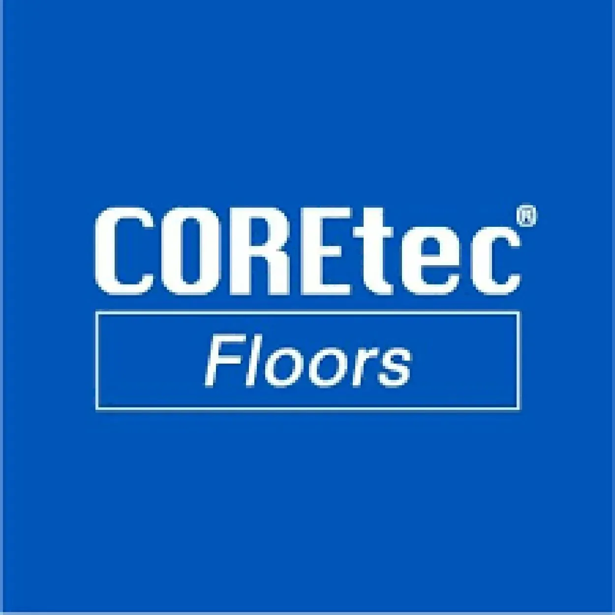 COREtec Floors logo in white on a blue background