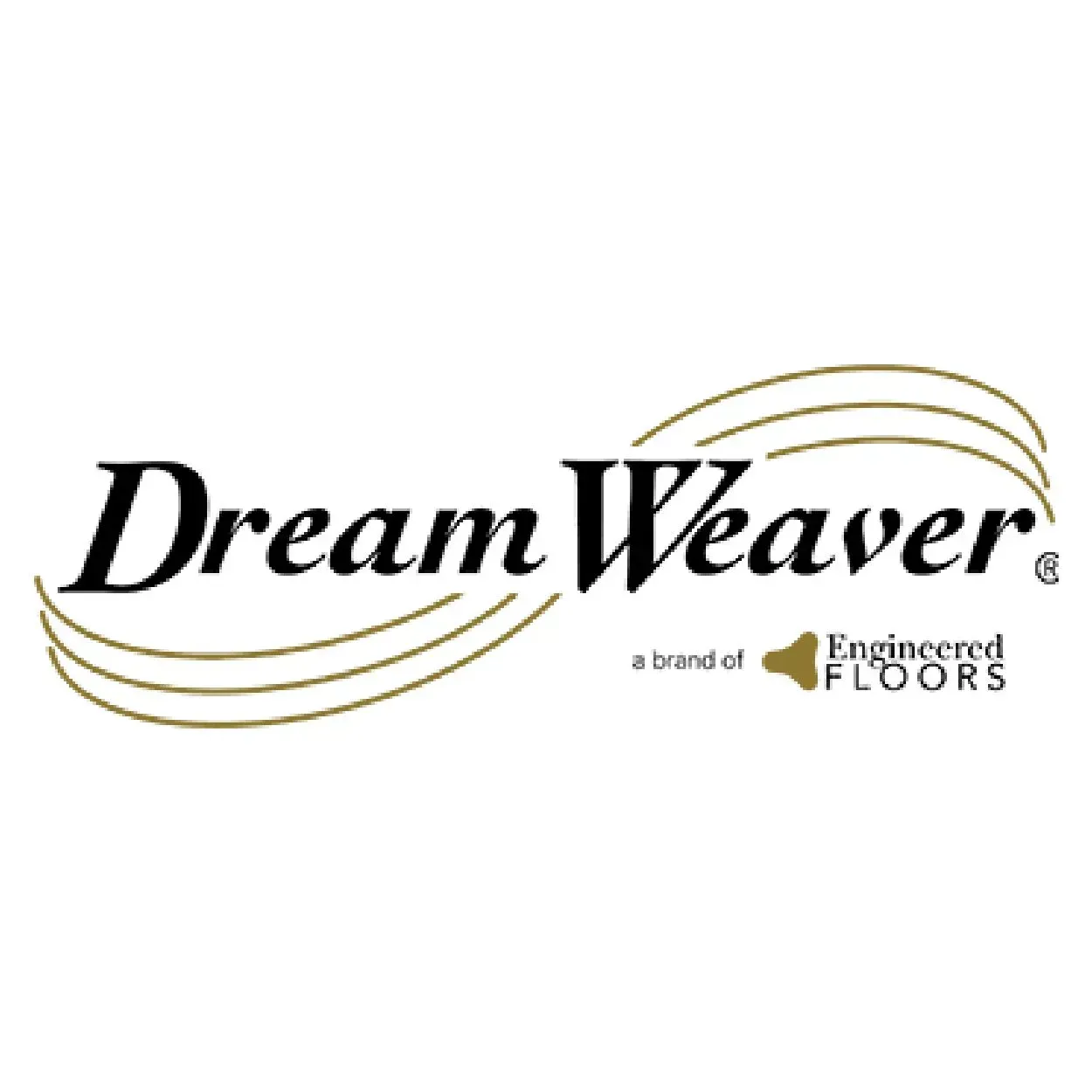 DreamWeaver logo with gold waves and “Engineered Floors” branding on white background