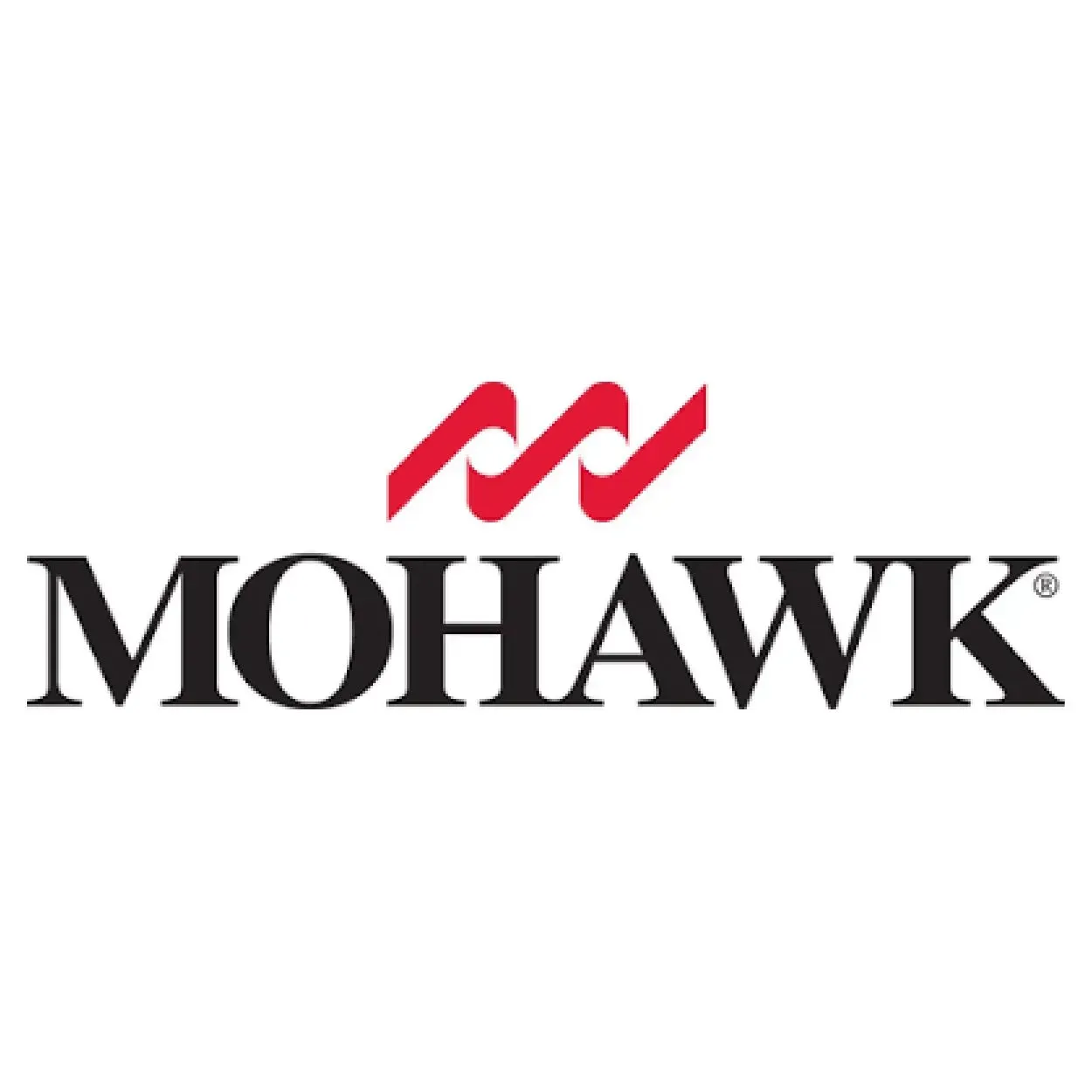 Mohawk logo in black with a red abstract mark above the wordmark