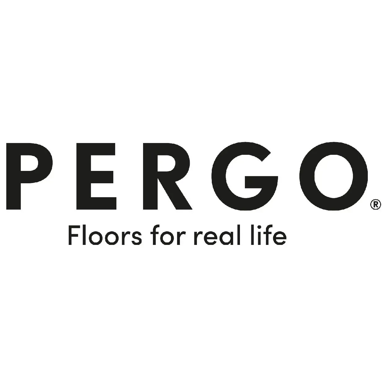PERGO logo with tagline “Floors for real life” in black on white background