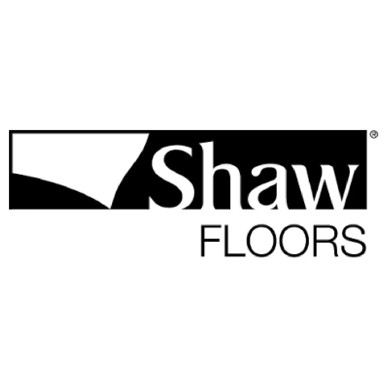 Shaw Floors logo in black and white with a stylized floor graphic
