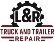 L&R Truck and Trailer Repair logo with black gear and maroon text on white background