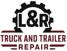 L&R Truck and Trailer Repair logo with black gear and maroon text on white background