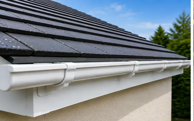 Clean white gutters, fascias and soffits after professional roofline cleaning