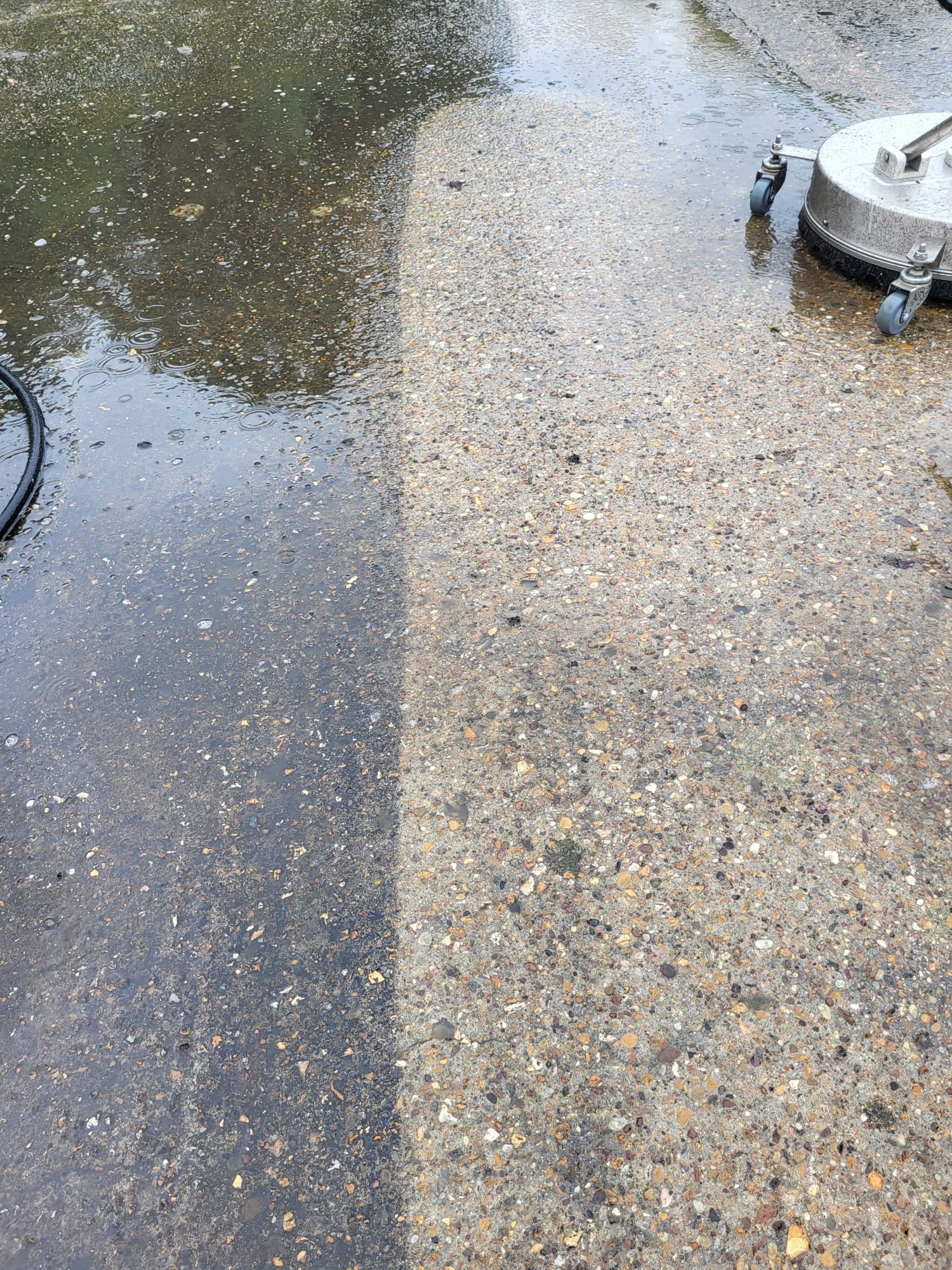 Comparison of concrete surface before and after pressure washing