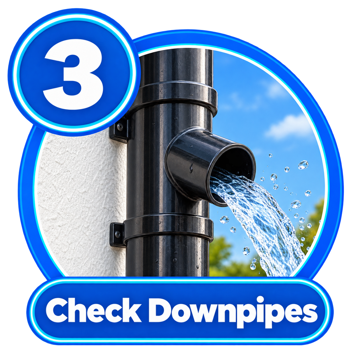 Checking downpipes are clear and draining correctly
