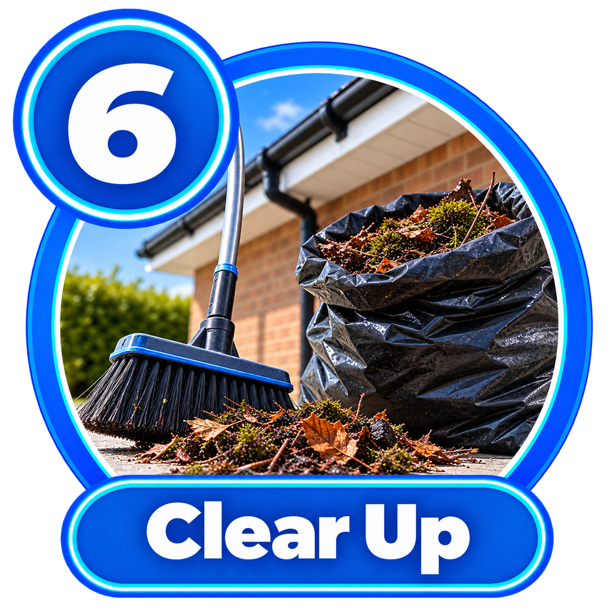 Clearing gutter debris and leaving the property clean and tidy