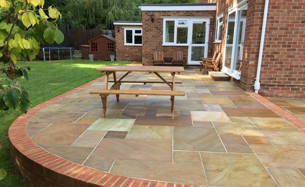 Stone patio pressure washed clean by Hedon Exterior Cleaning Services