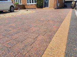 Block paved driveway in Anlaby which has been pressure washed, re-sanded and sealed with a matt finish.