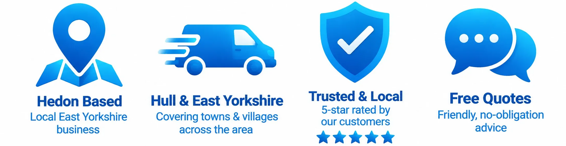 Hedon Exterior Cleaning trust icons – Hedon based, serving Hull and East Yorkshire, 5-star rated with free quotes