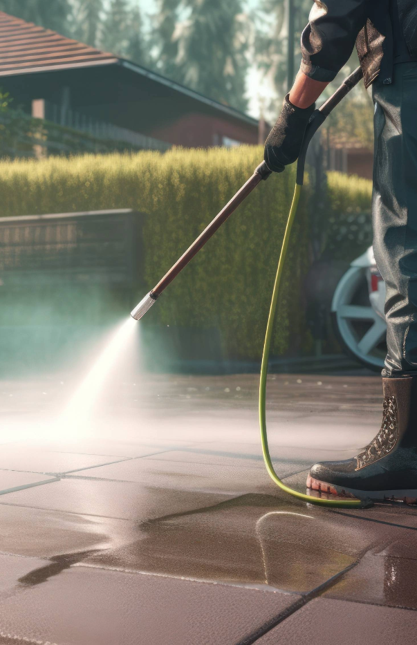 Patio Cleaned by Pressure Washing Service