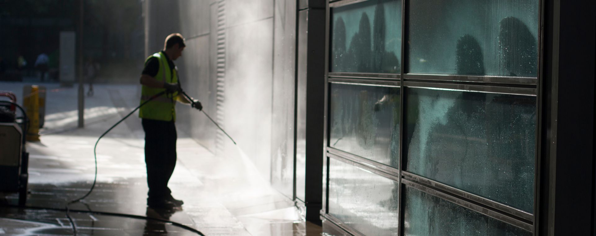 Commercial pressure washing: High-pressure cleaning services for commercial exteriors, removing dirt, grime, and stains to maintain a pristine and professional appearance