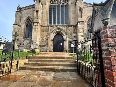 Cleaned entrance steps at St Augustine's Church in Hedon maintained by Hedon Exterior Cleaning