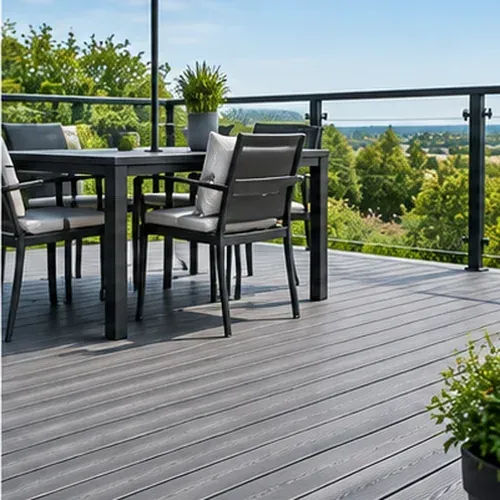 Composite decking in a modern residential garden
