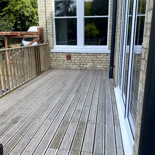 Timber decking in Hessle after cleaning and before decking oil treatment