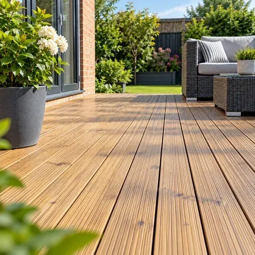 Traditional timber decking in a residential garden