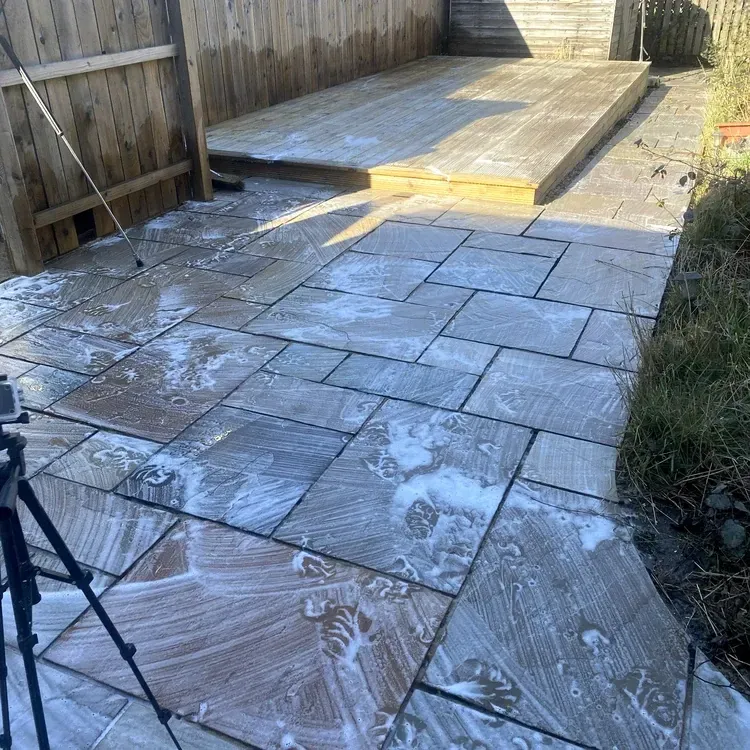 Blackspot treatment  on Indian sandstone after pressure washing