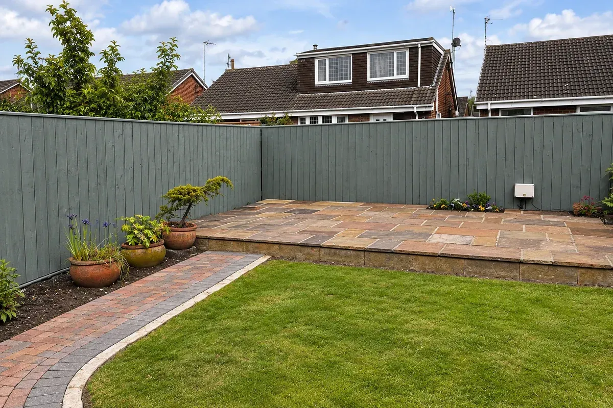 Newley painted sage green fence in east Hull