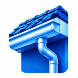 3D illustration of a house gutter, fascia and downpipe representing gutter and roofline cleaning