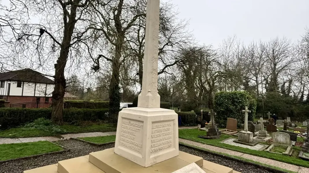 Cleaned war memorial and cenotaph in Hedon, East Yorkshire