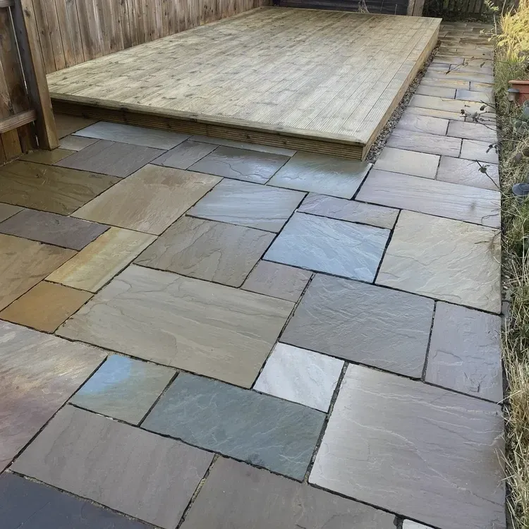After photo of clean and blackspot free Indian sandstone patio