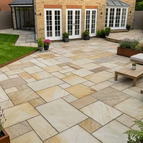 Patio and paving professionally pressure washed and cleaned
