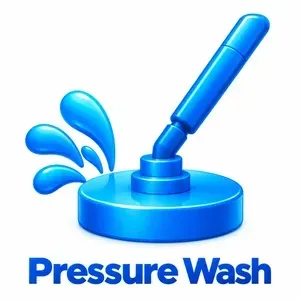 The process of pressure washing to clean the surface