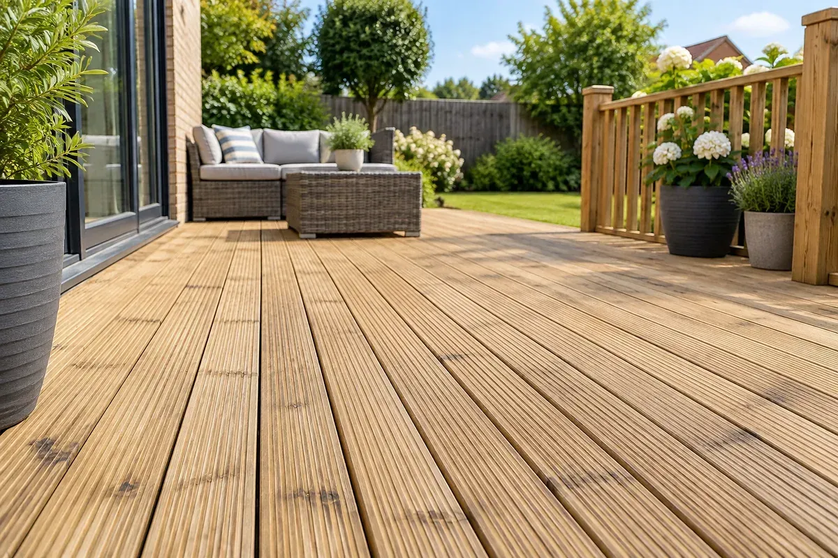 Softwood timber decking suitable for professional cleaning and restoration