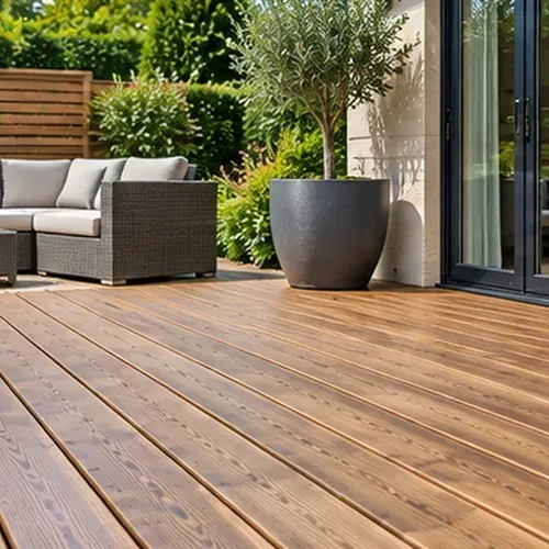 Traditional timber decking in a residential garden