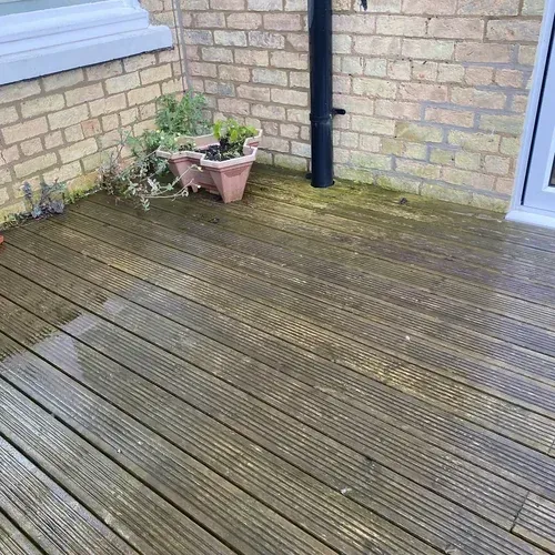 Weathered timber decking before professional cleaning and restoration in Hessle