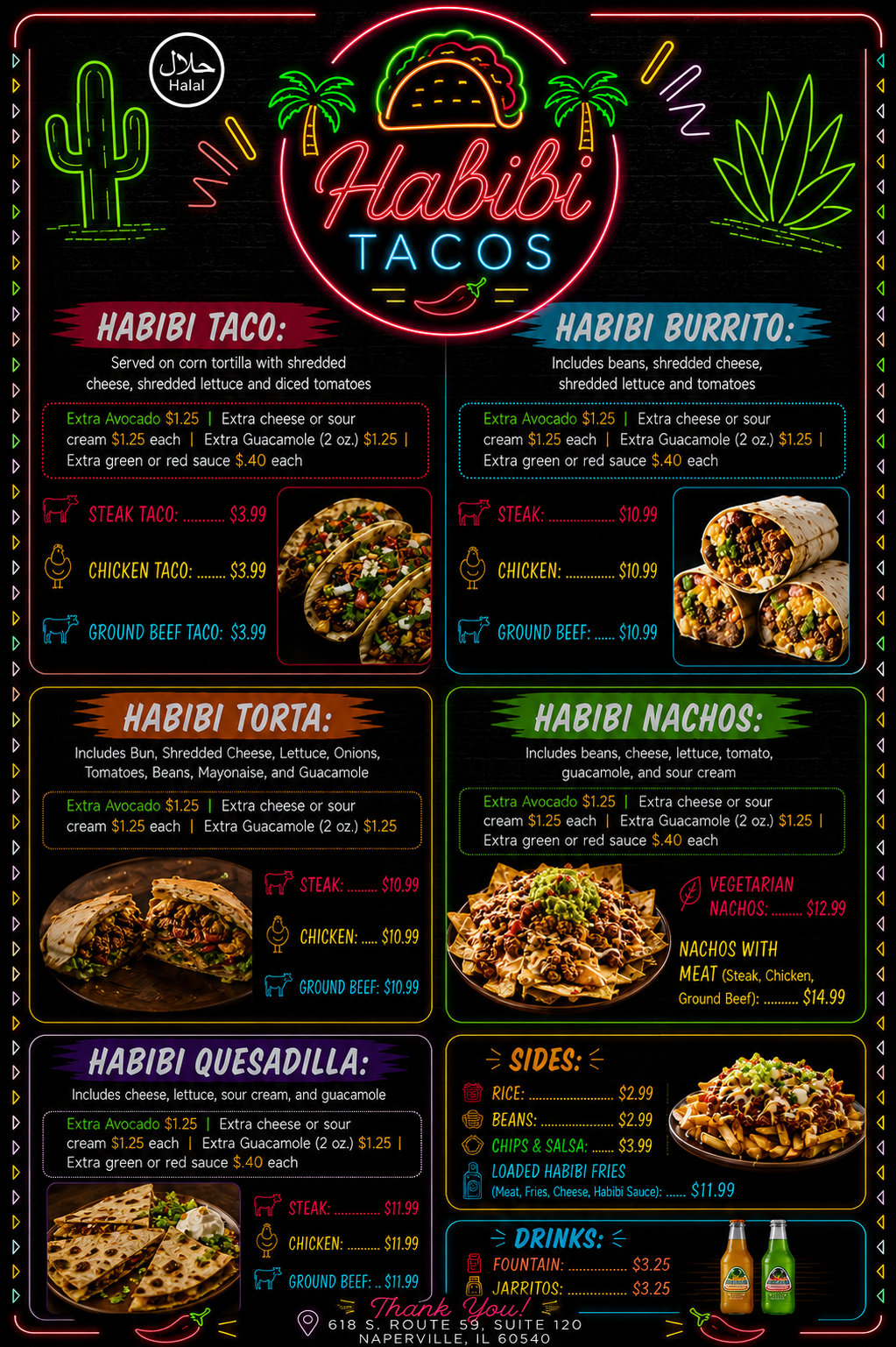 Habibi Tacos Menu | Naperville, IL