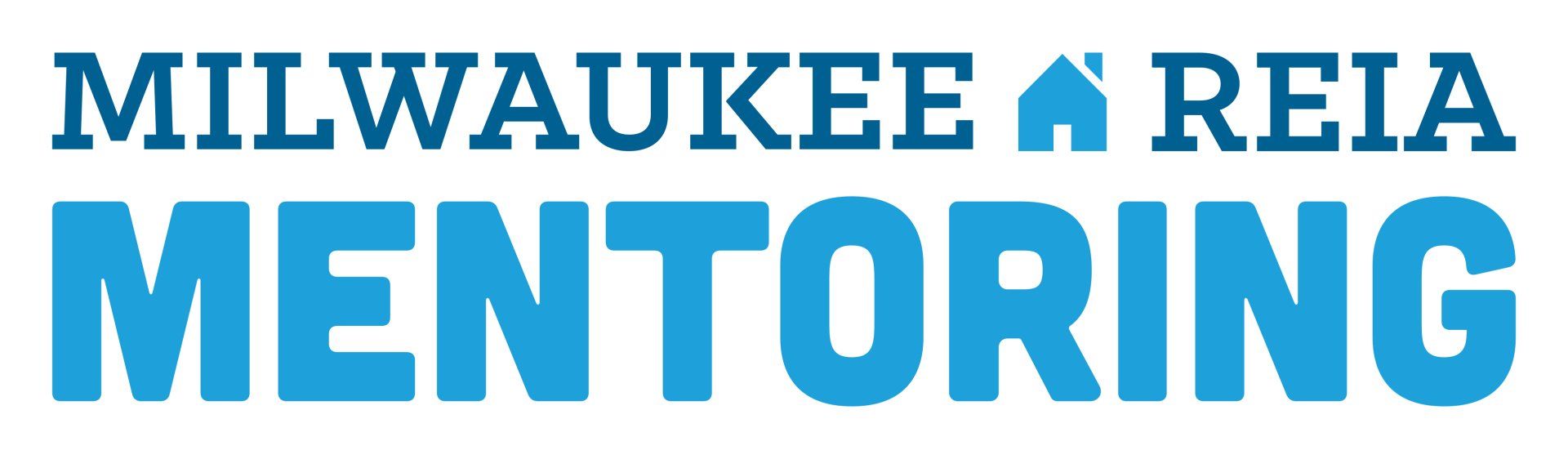 A blue logo for Milwaukee REIA Mentoring