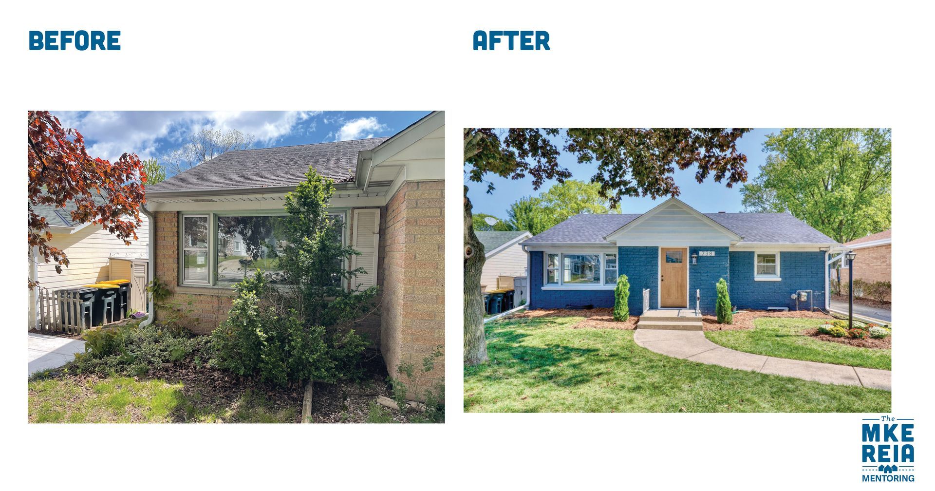 Before and after photos of a house renovation