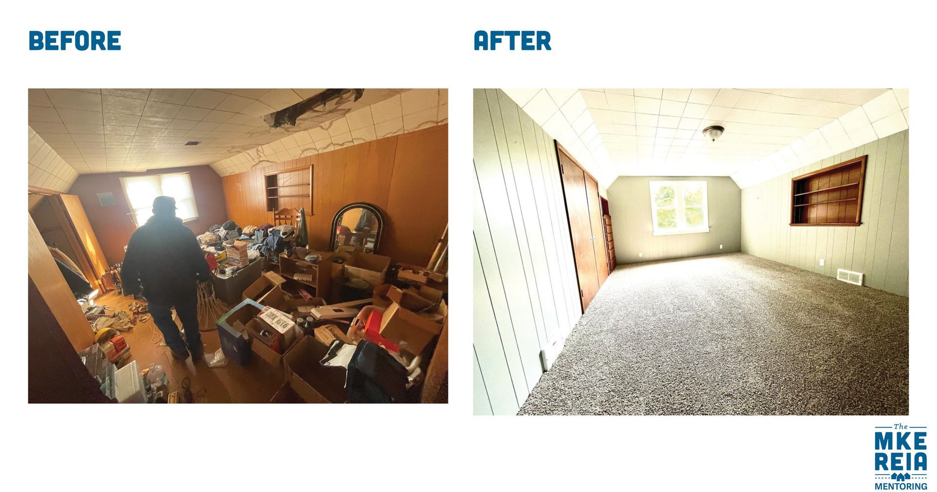 A before and after photo of a messy room