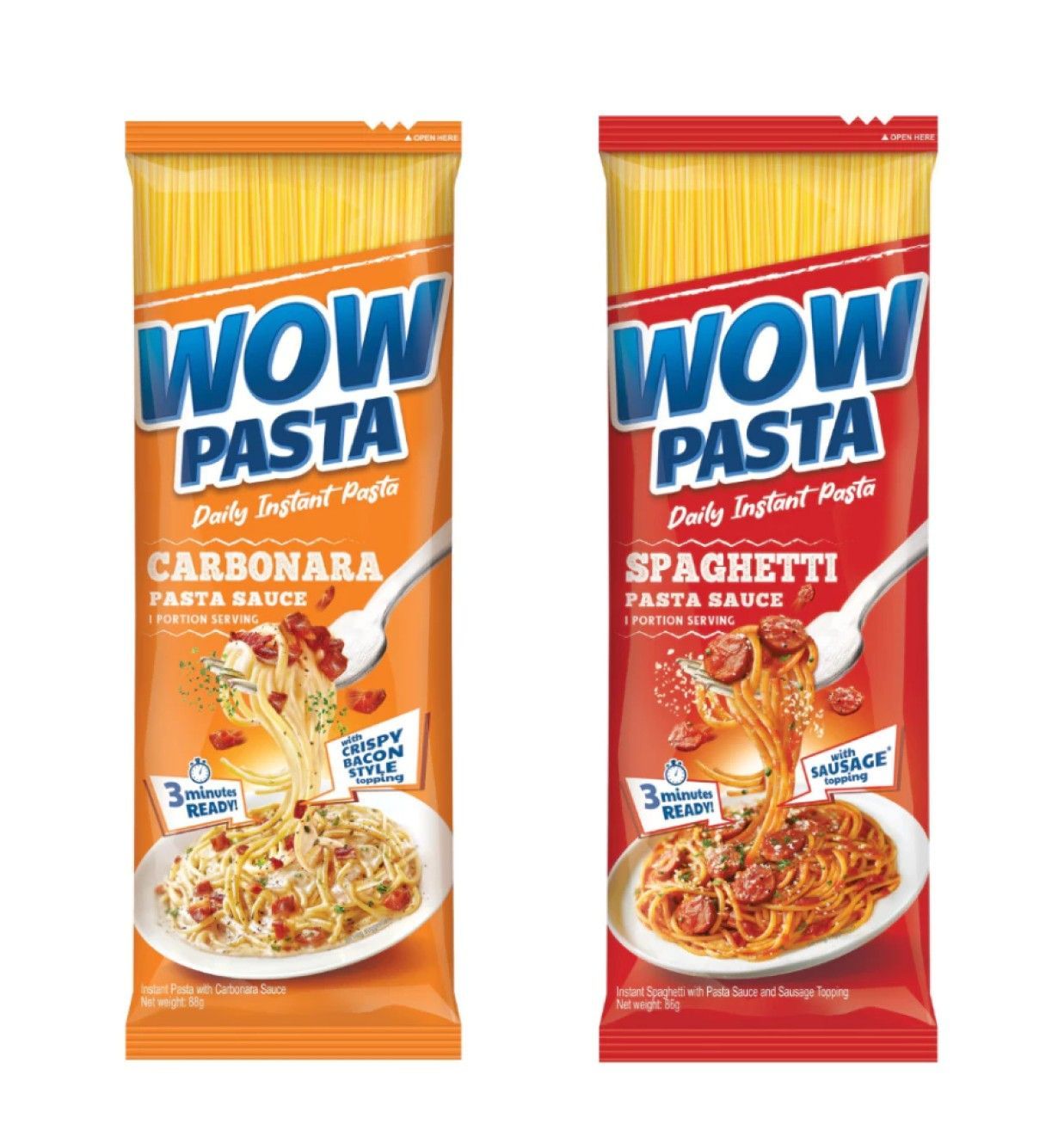 【全家取貨付款】【每日一物】Wow Pasta奶油培根風味義大利麵10包+波隆那番茄肉醬風味義大利麵10包 (僅適用全家取貨付款，一單最多2組以免超重)