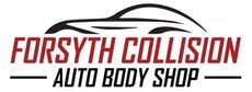 Forsyth Collision Auto Body Shop logo with red and black text and a stylized car outline