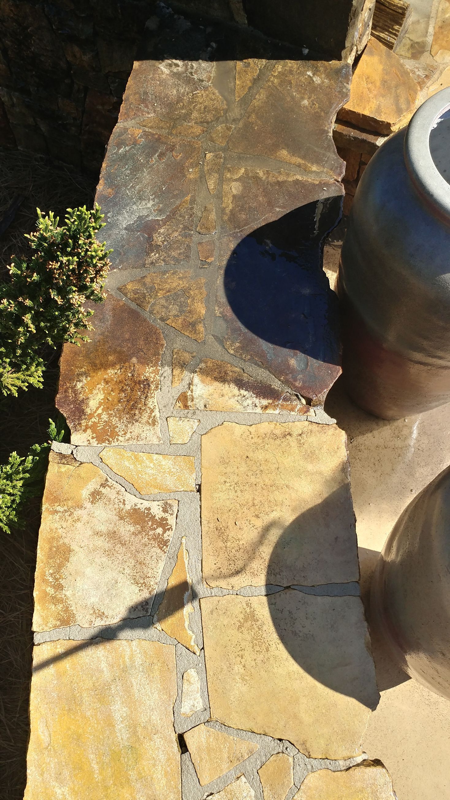 A person is using a high pressure washer to clean a brick walkway.