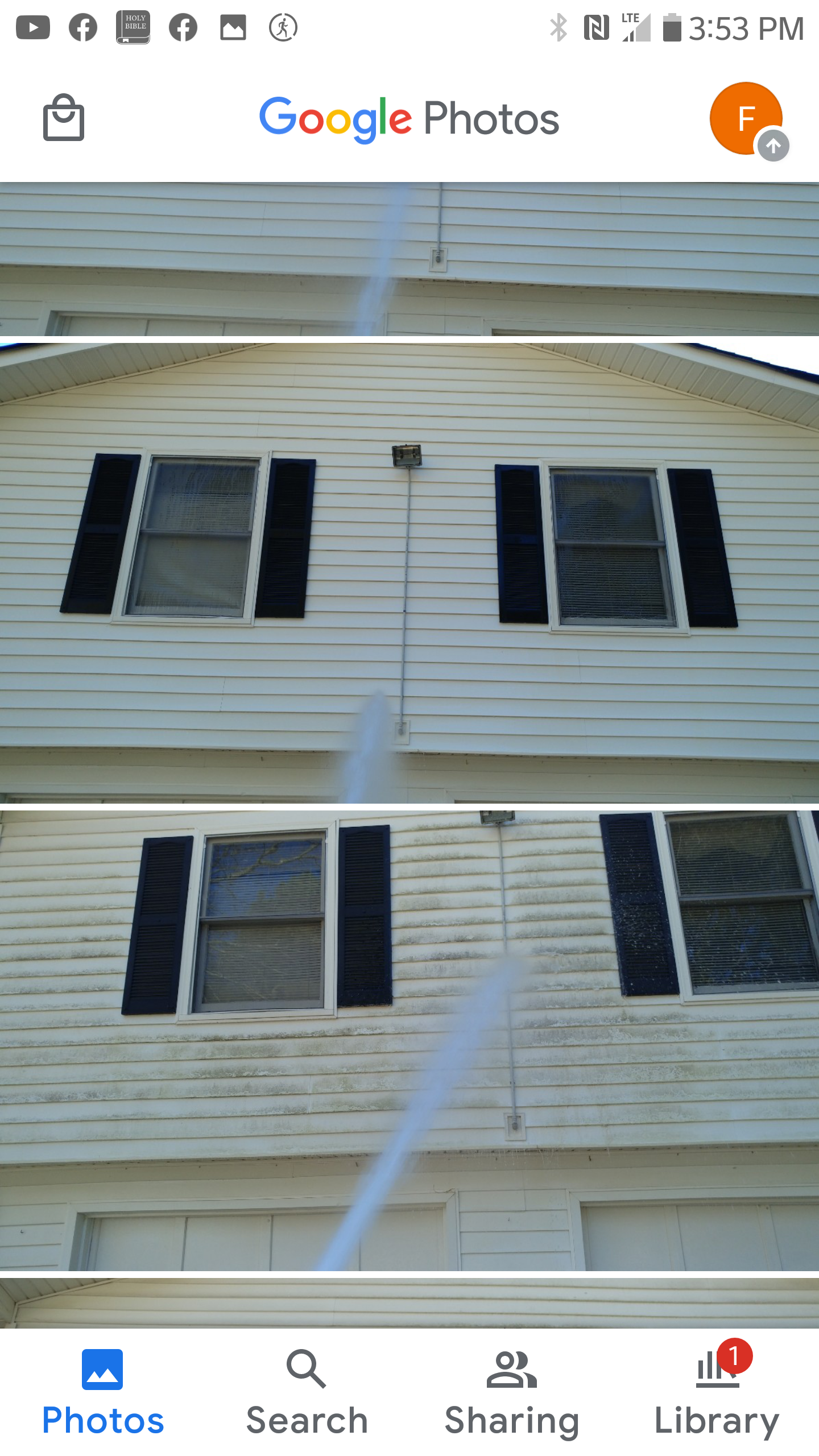 A google photos app shows a picture of a house