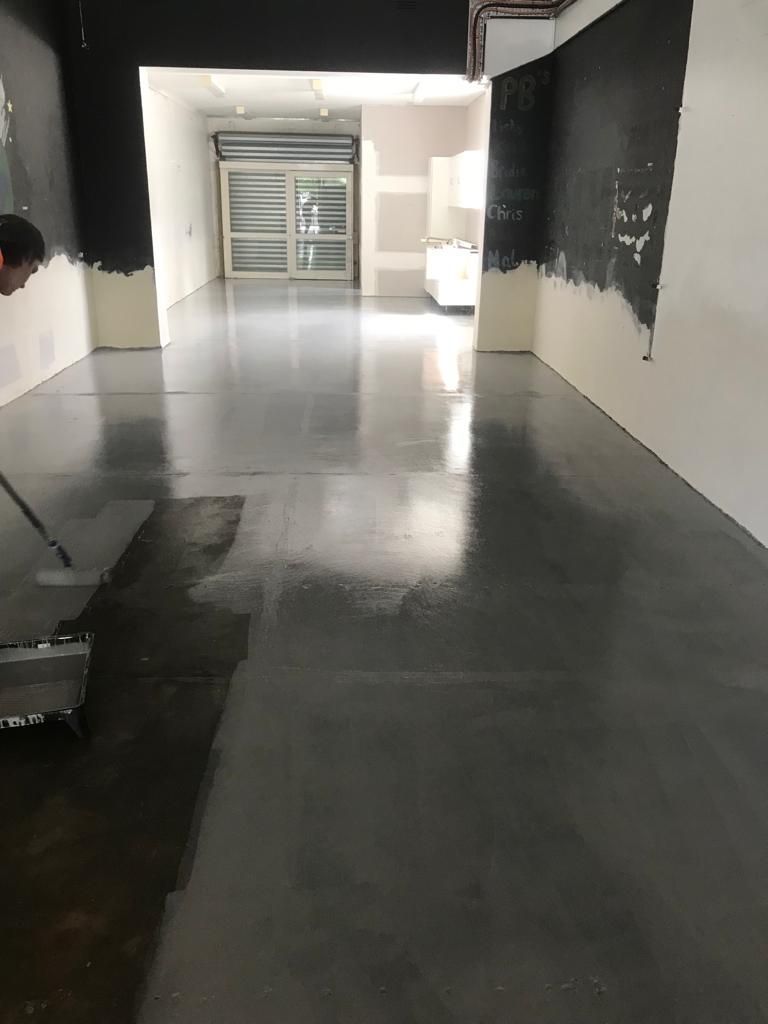 Coloured epoxy being applied