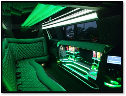 black lincoln mkt limousine rental interior