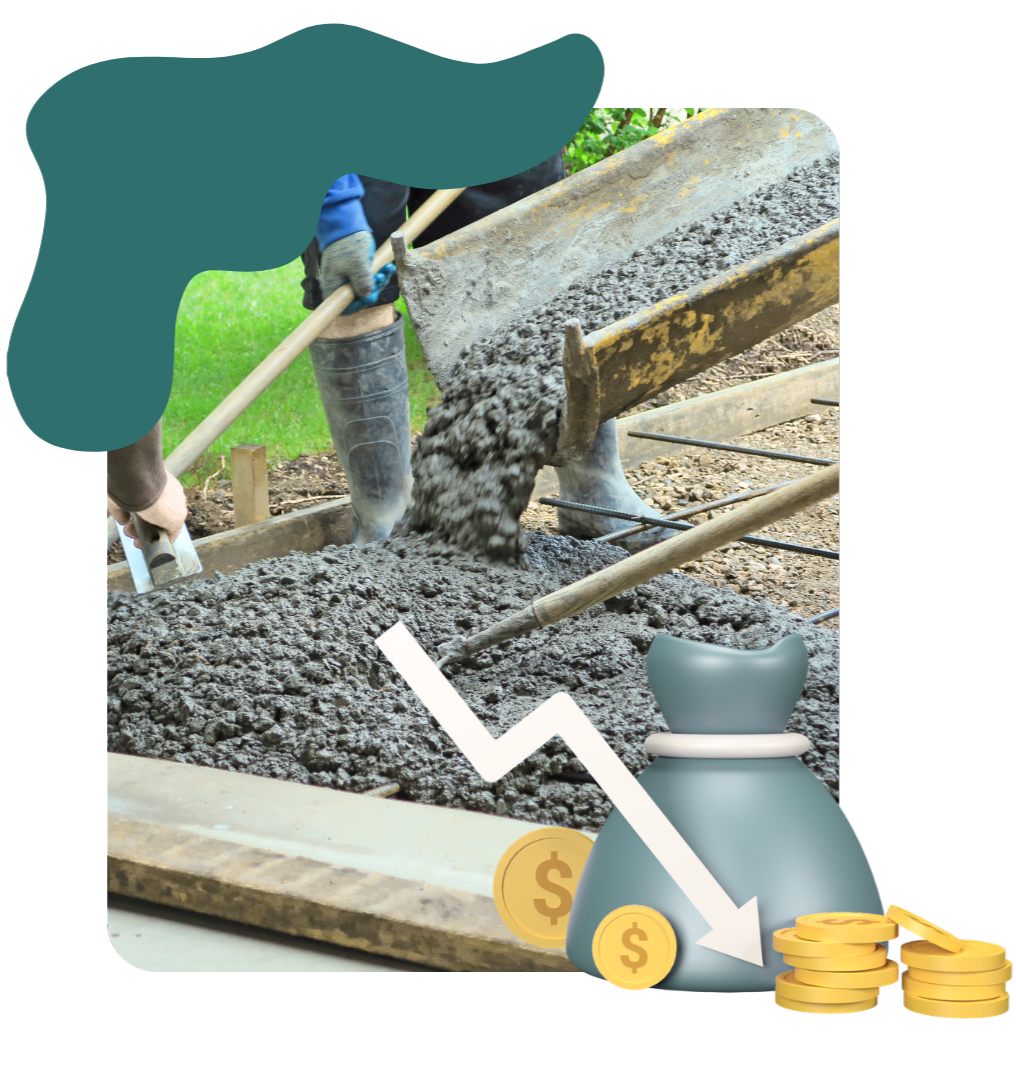 Concrete driveway installation with crushed stone base and compacted soil