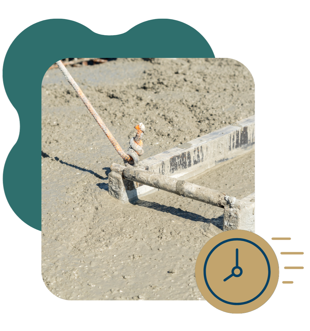 Concrete contractor using trowel to finish driveway surface evenly