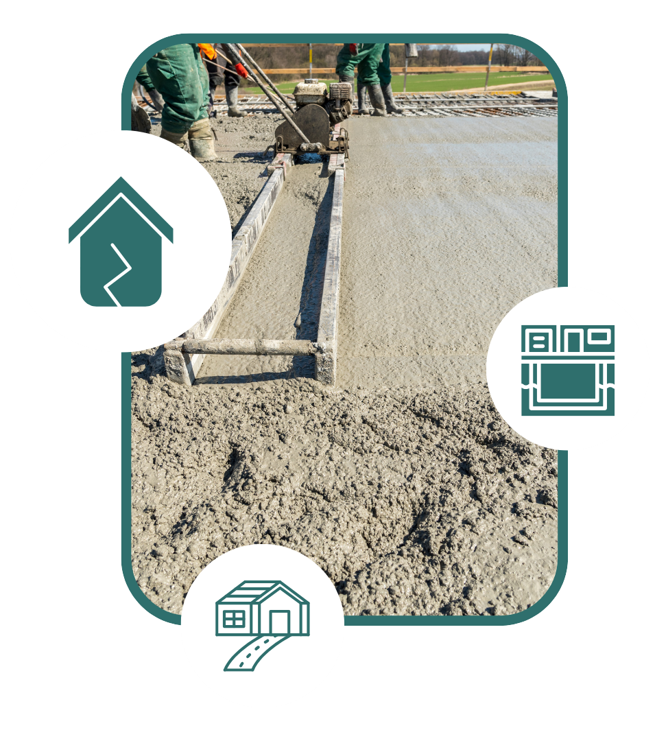 Concrete contractor pouring driveway for residential home in Oyster Bay