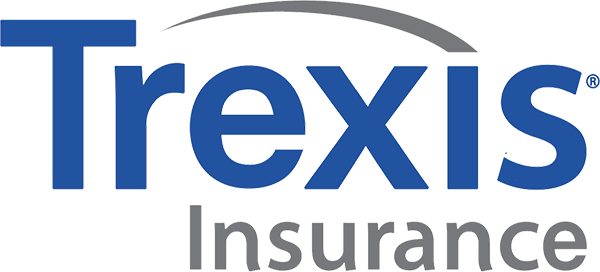 The logo for trexis insurance is blue and gray.