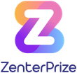 ZenterPrize logo with a multicolor gradient “Z” above the brand name in purple text