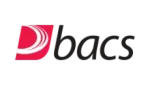 Bacs logo with a red stylized icon and black lowercase text on a white background