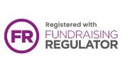 FR logo and text “Registered with Fundraising Regulator” in purple and gray