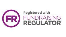 FR logo and text “Registered with Fundraising Regulator” in purple and gray