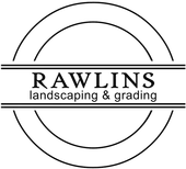 A black and white logo for Rawlins Landscaping & Grading.